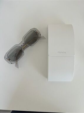 Prada Women's Translucent Gray Rectangle Sunglasses